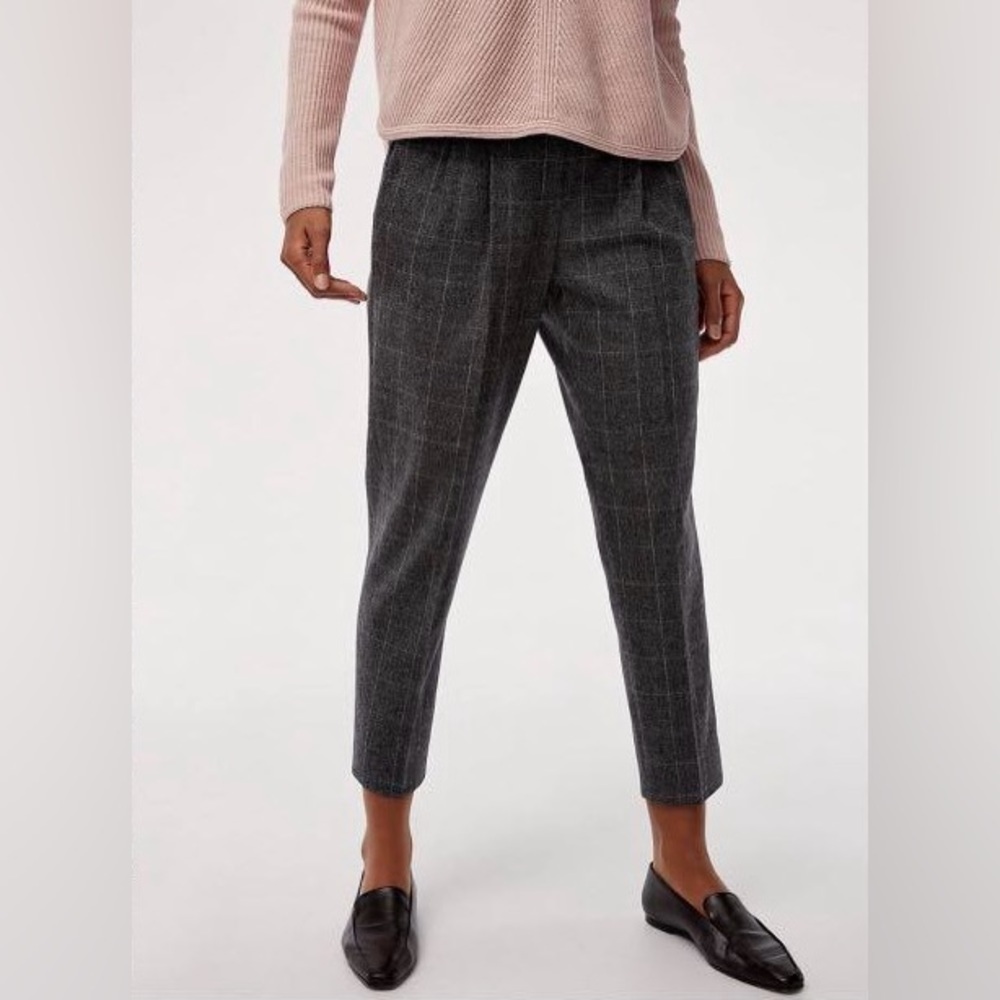 ARITZIA Babaton Cohen Grey Plaid Wool Cashmere Blend Pants fits like a Size 6